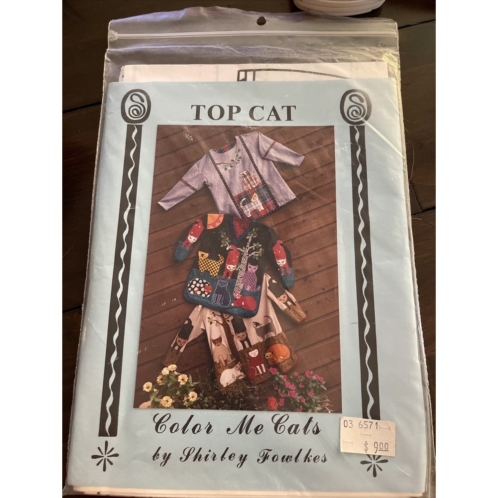 New 90s Top Cat Color Me Cats by Shirley Fowlkes Appliqué Pattern Uncut Cat Love